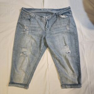 Wallflower Sky Blue Ripped Ankle Jeans